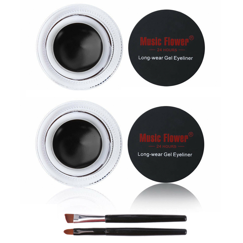 Music Flower 2 Τεμάχια Σετ Eyeliner Gel Μεγάλης Διάρκειας 55g Μαύρο