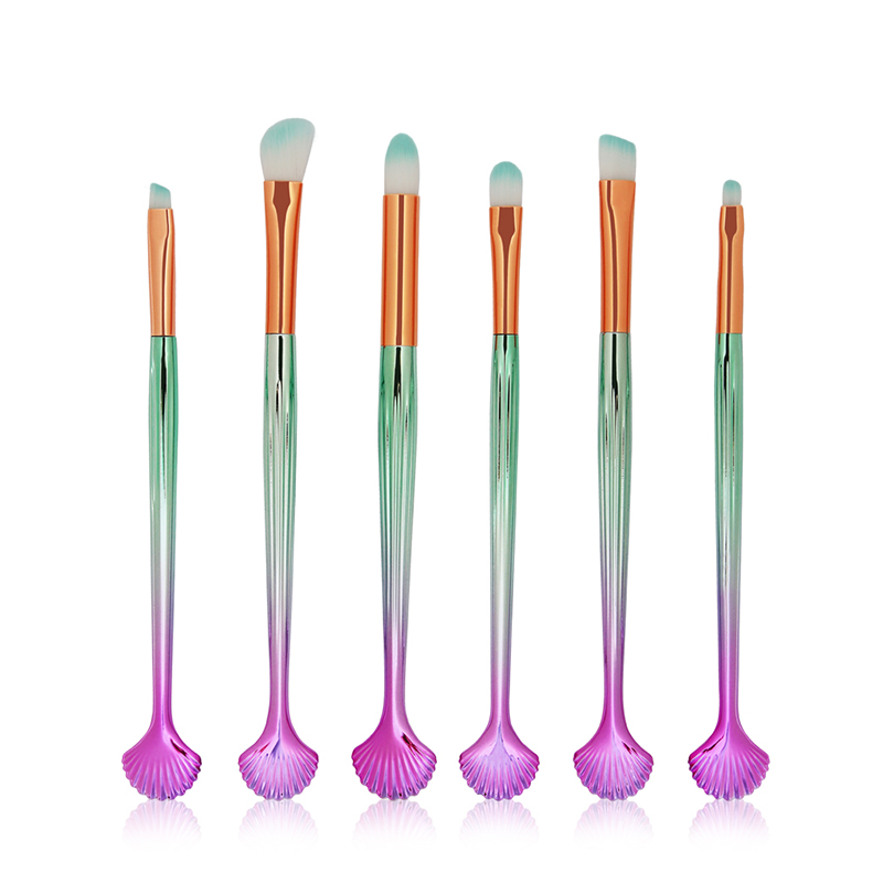 6 Πινέλα Μακιγιάζ με Σχέδιο Κοχύλι Beautyware Ροζ/Τυρκουάζ/Τυρκουάζ Τρίχες
