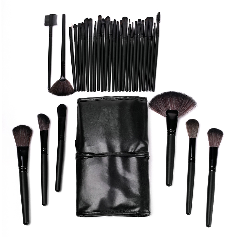 32 Πινέλα Μακιγιάζ Κοντά σε διάφορα χρώματα Beautyware Μαύρο