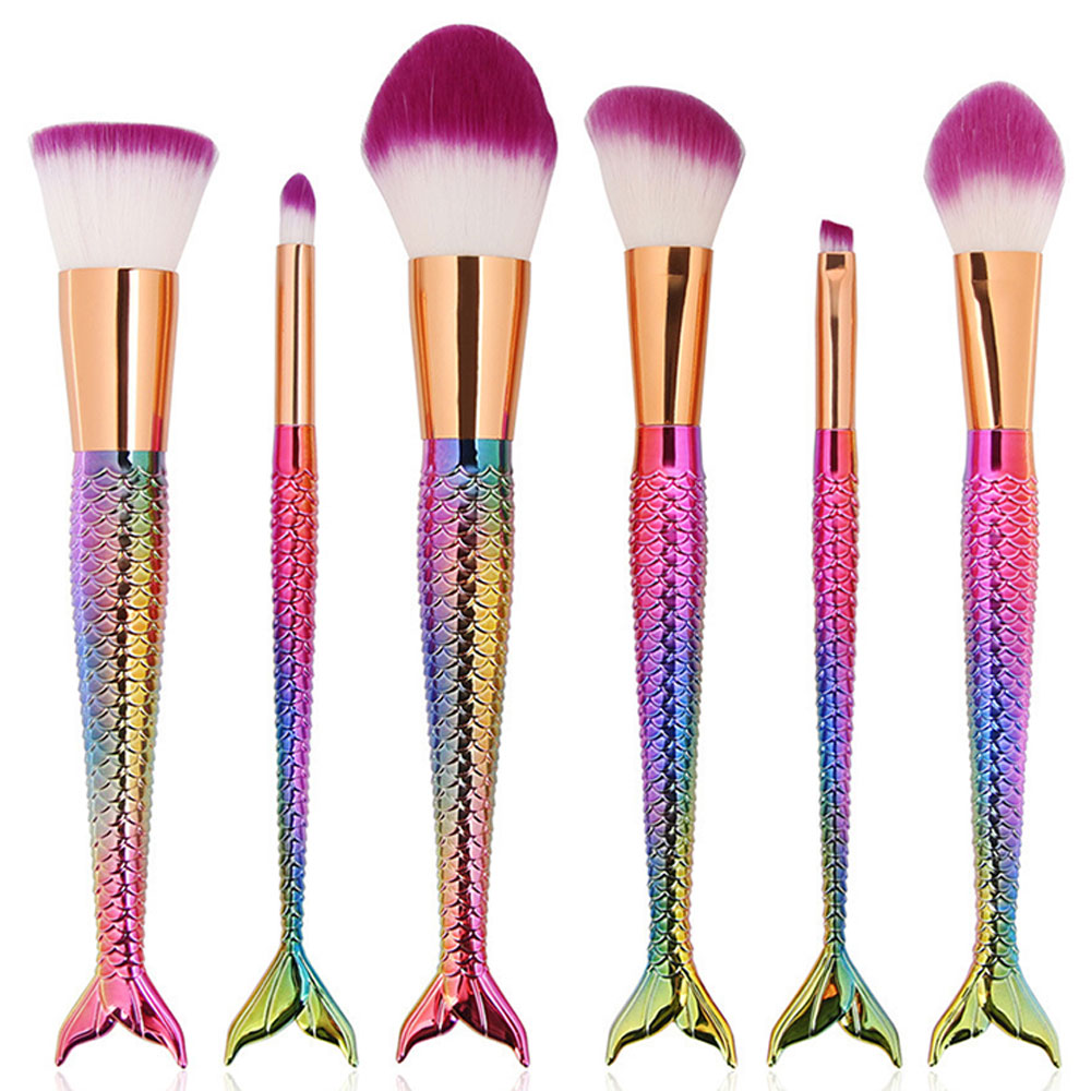 6 Πινέλα Μακιγιάζ με Λαβή Ουρά Γοργόνας Beautyware 3D