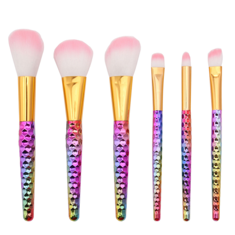 6 Πινέλα Μακιγιάζ με Κυψελωτή Λαβή Ροζ