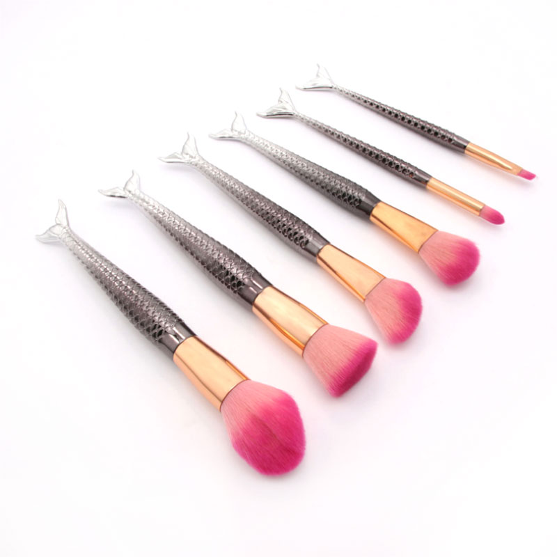 6 Πινέλα Μακιγιάζ με Λαβή Γοργόνας Μαύρο