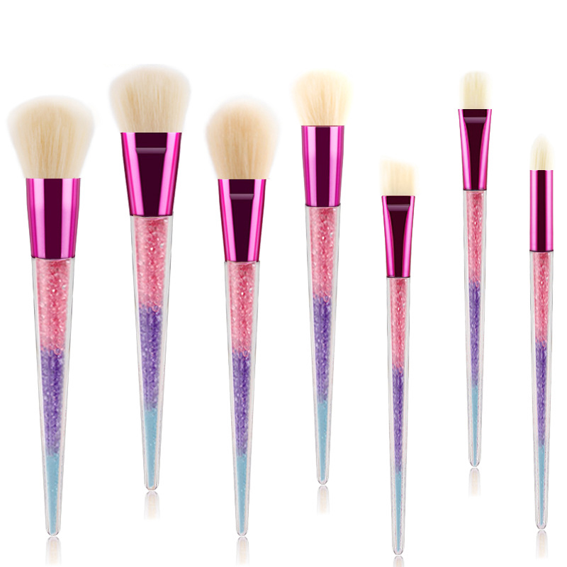 7 Πινέλα Μακιγιάζ με Κονική Διάφανη Λαβή Πολύχρωμο