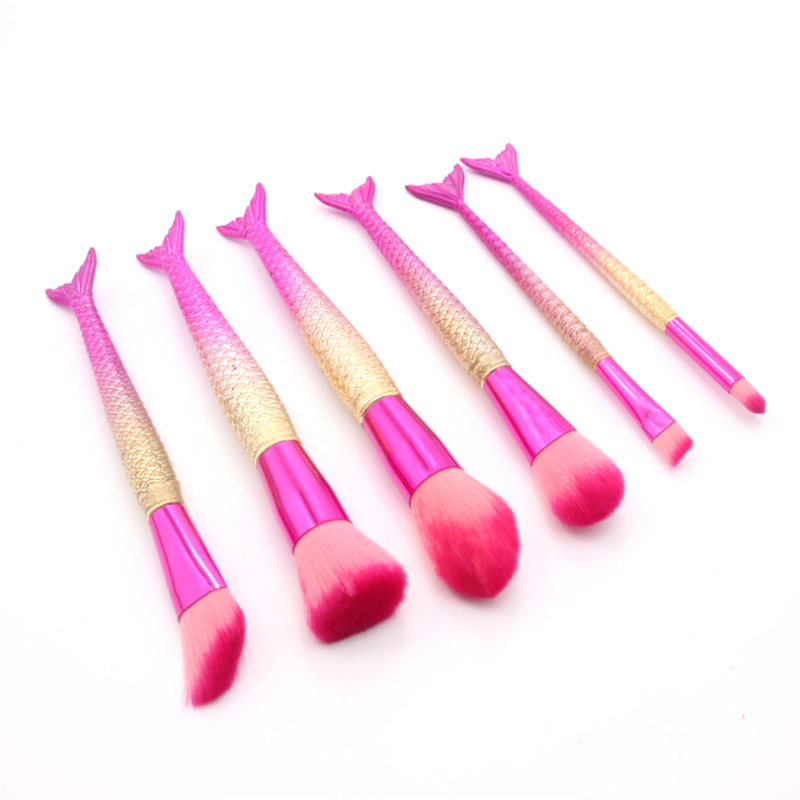 6 Πινέλα Μακιγιάζ με Λαβή Γοργόνας Κόκκινο