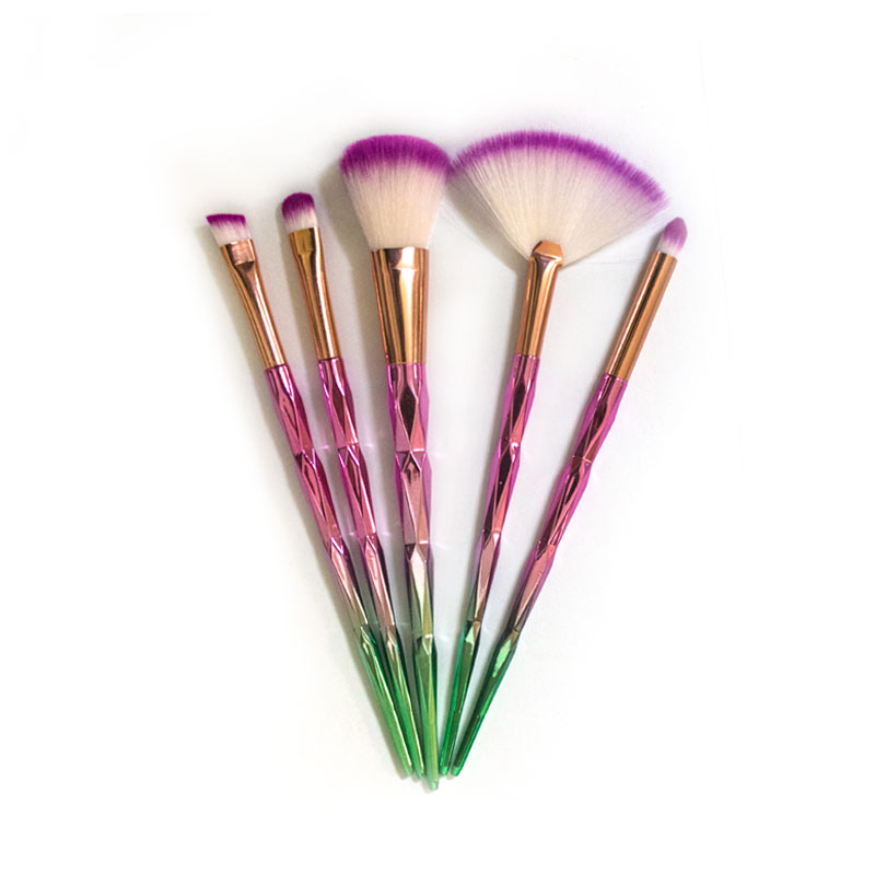 5 Πινέλα Μακιγιάζ με Πολυγωνική Λαβή Πράσινο