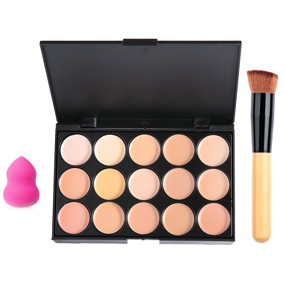 Popfeel Σετ Παλέτα 15 Χρωμάτων Concealer, Πινέλο Concealer και Σφουγγαράκι Blender #2