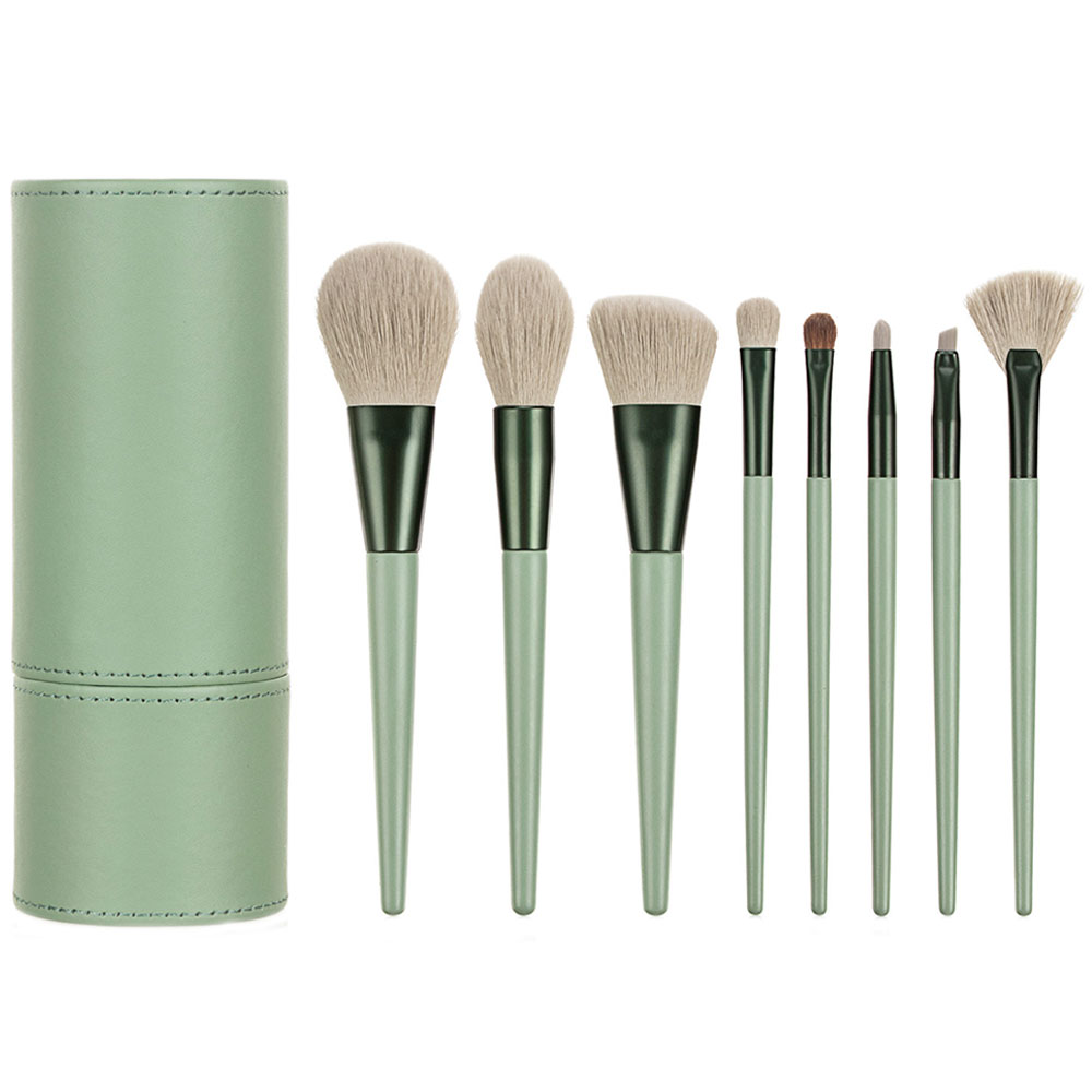 8 Πινέλα Μακιγιάζ σε Θήκη Βαρελάκι Λαδί