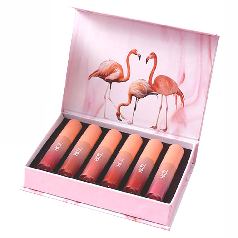 ROMANTIC BEAR Σετ 6 Lip Gloss σε Flamingo Paper Box Συσκευασία 256g by La Meila