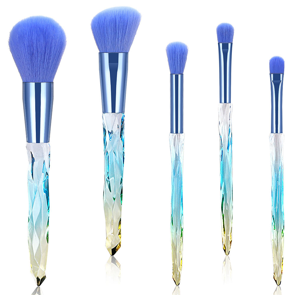 5 Πινέλα Μακιγιάζ με Κρυσταλλικές Λαβές Τυρκουάζ