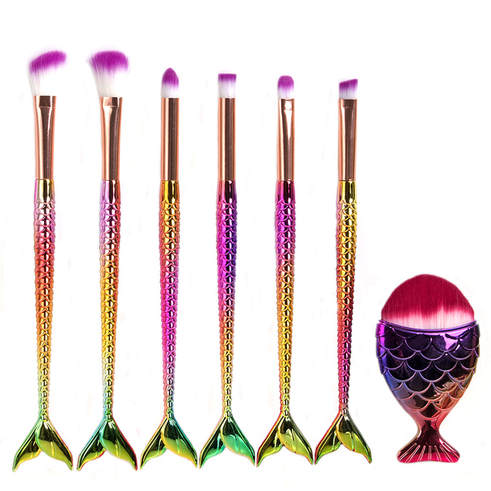 7 Πινέλα Μακιγιάζ με Όψη Γοργόνας Πολύχρωμο