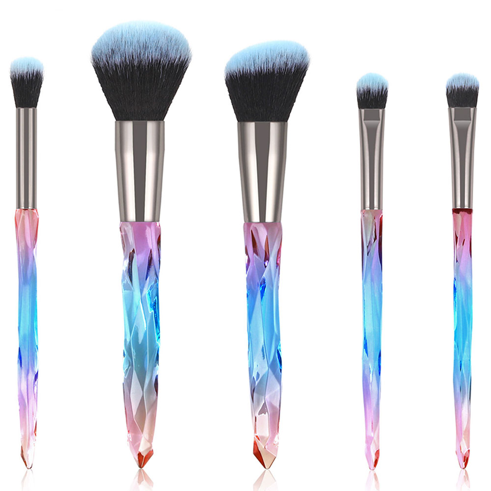 5 Πινέλα Μακιγιάζ με Κρυσταλλικές Λαβές Μπλε