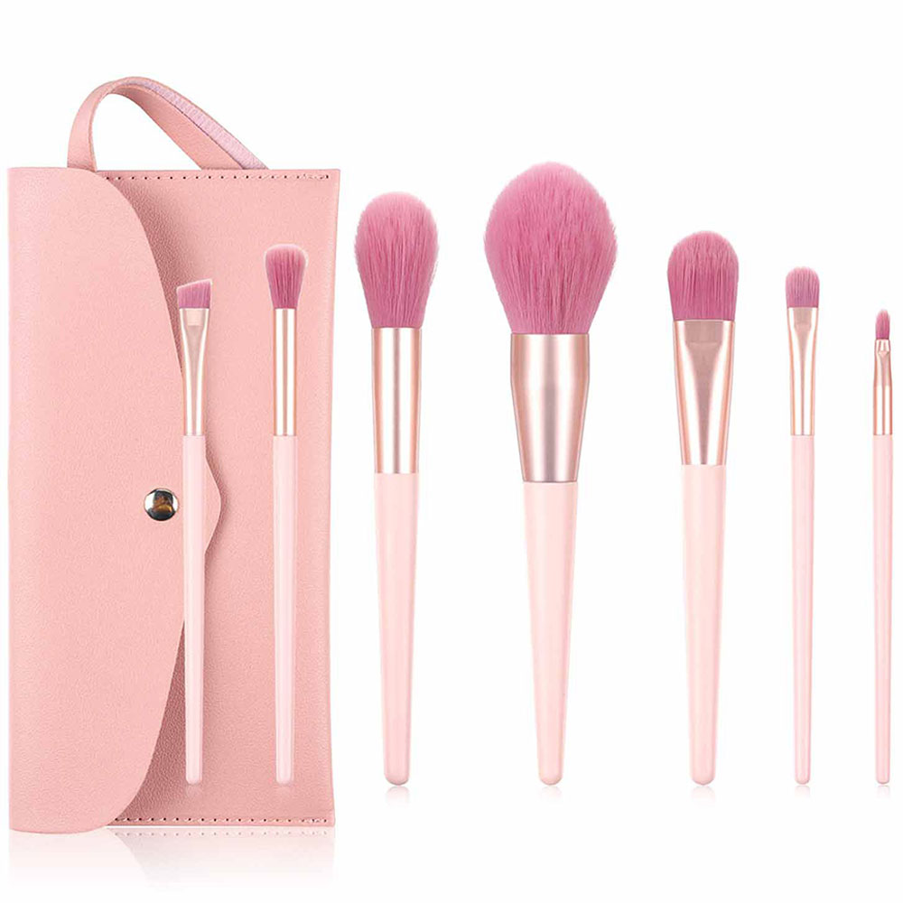 7 Πινέλα Μακιγιάζ σε Τσαντάκι Χρώμα Πούδρας Με θήκη
