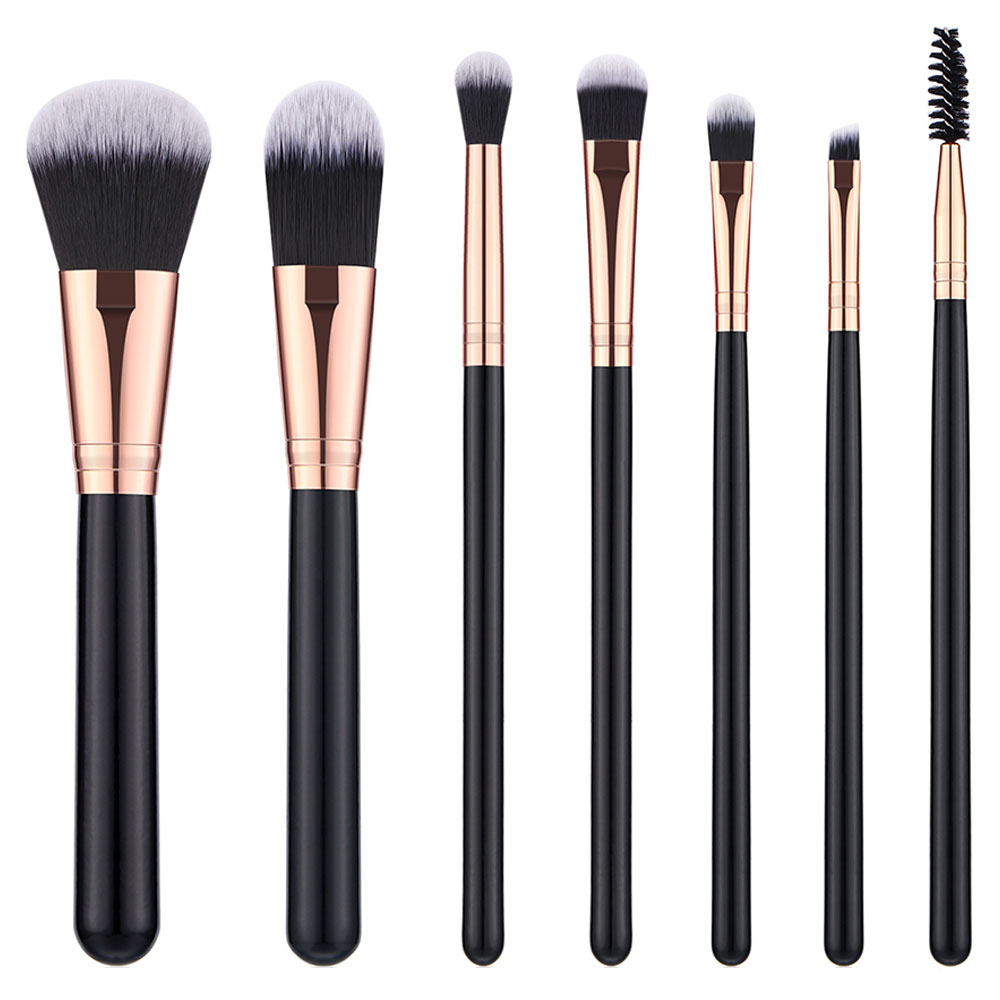 7 Πινέλα Μακιγιάζ με Ξύλινη Λαβή Μαύρο