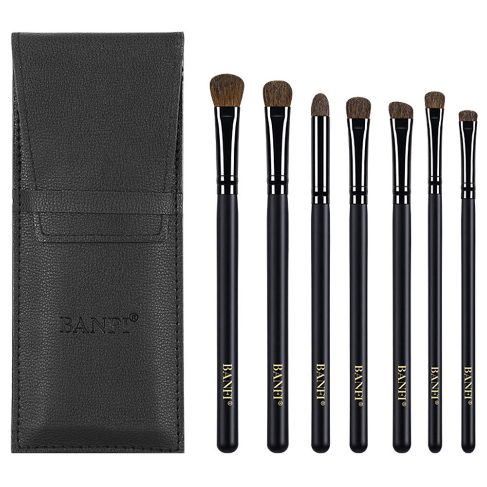 7 Πινέλα Μακιγιάζ από Φυσική Τρίχα και Ξύλινη Λαβή Μαύρο