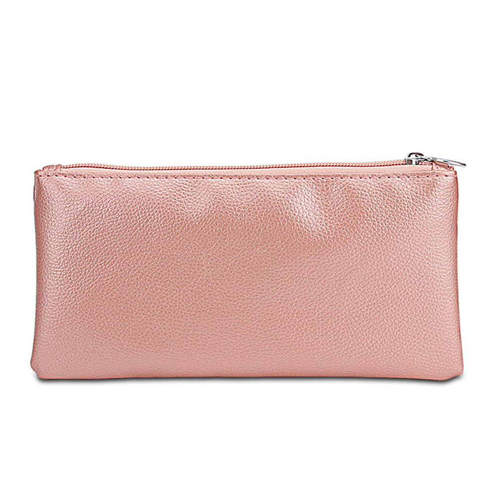 PU Leather Νεσεσέρ Καλλυντικών με Φερμουάρ #Ροζ