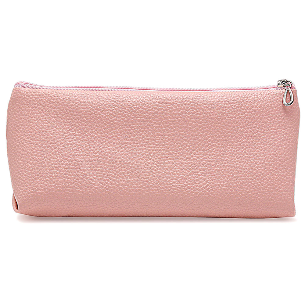 Eco Leather Νεσεσέρ Καλλυντικών με Φερμουάρ #Ροζ