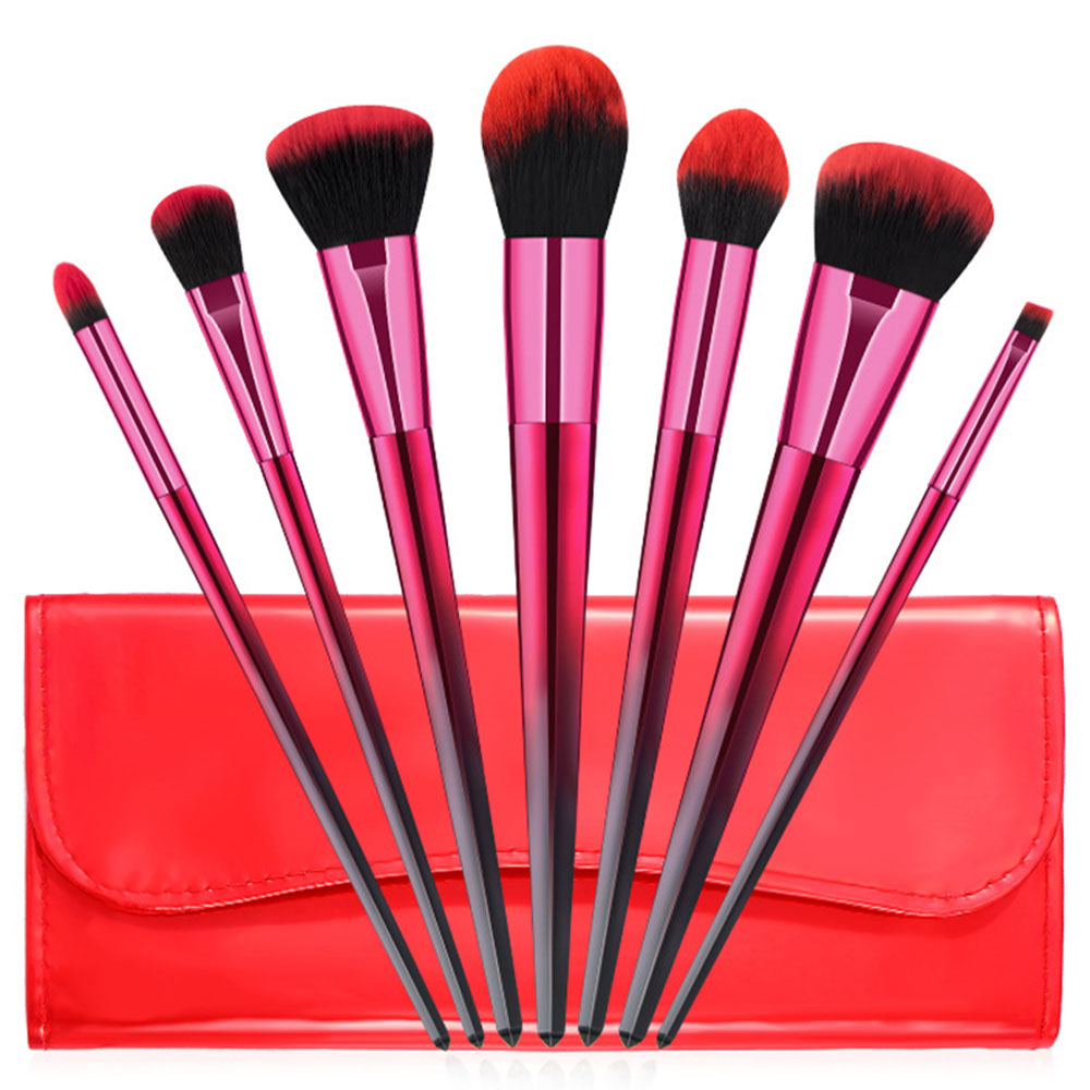 7 Πινέλα Μακιγιάζ με Θήκη Κόκκινο