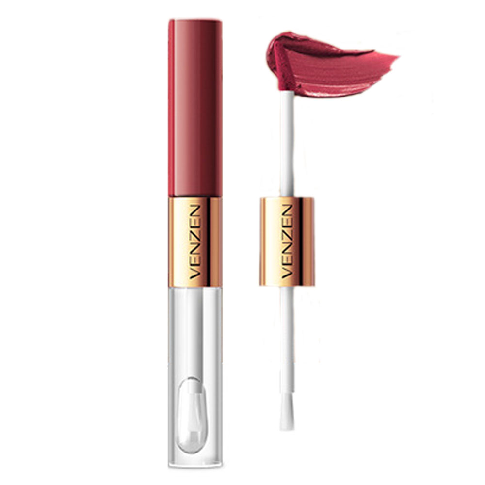 VENZEN 2 σε 1 Υγρό Κραγιόν & Διάφανο Gloss 27g by La Meila #5-Beean Paste